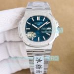 PPF Swiss Clone Patek Philippe Nautilus Stainless Steel Blue Baguette  Dial Watch 